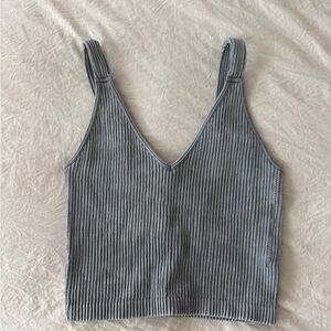 Gray Ribbed Women’s Top